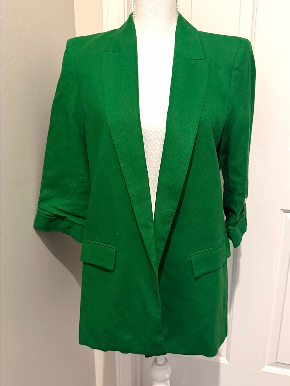 NWT Zara Bright Green Open-Front Blazer size small